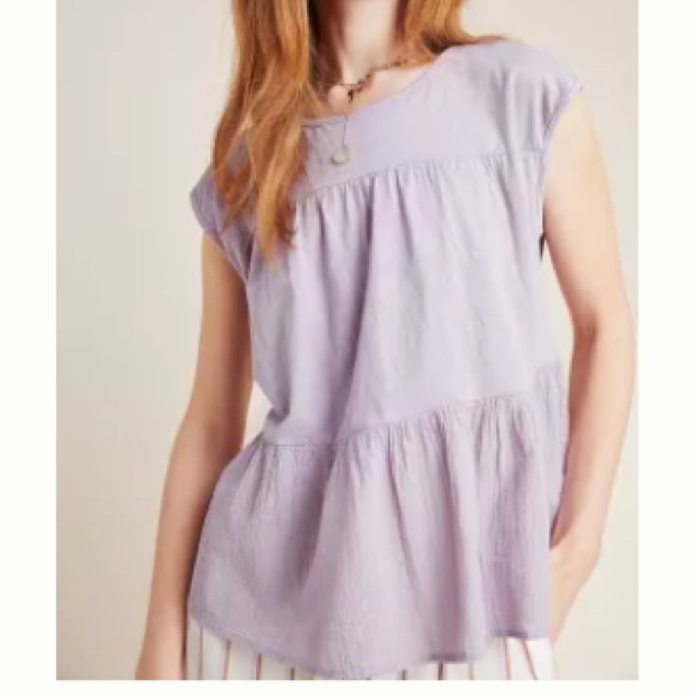 Anthropologie Purple Kirby Babydoll Top Size Medium